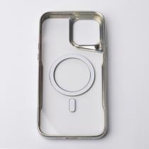 Пластиковый чехол MagSafe NEWZONE для iPhone 15 Pro серебряный