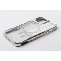 Пластиковый чехол MagSafe NEWZONE для iPhone 15 Pro серебряный