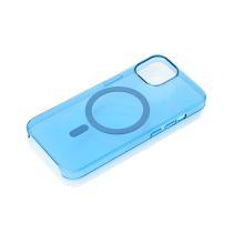 Пластиковый чехол Lux Clear с поддержкой MagSafe для iPhone 15 Pro синий