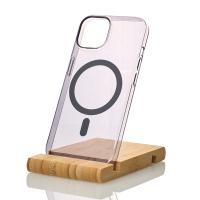 Пластиковый чехол Lux Clear с поддержкой MagSafe для iPhone 15 Pro Max фиолетовый