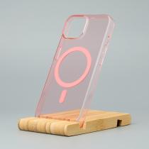 Пластиковый чехол Lux Clear с поддержкой MagSafe для iPhone 15 пудра