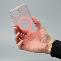 Пластиковый чехол Lux Clear с поддержкой MagSafe для iPhone 15 пудра
