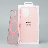 Пластиковый чехол Lux Clear с поддержкой MagSafe для iPhone 15 Plus пудра