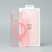 Пластиковый чехол Lux Clear с поддержкой MagSafe для iPhone 15 Plus пудра