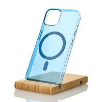 Пластиковый чехол Lux Clear с поддержкой MagSafe для iPhone 15 Pro синий