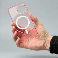 Пластиковый чехол Lux Clear с поддержкой MagSafe для iPhone 15 Pro Max пудра