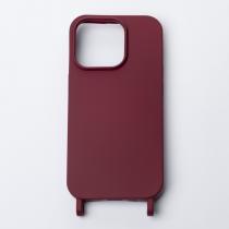 Силиконовый чехол CORD для iPhone 15 Pro бордовый