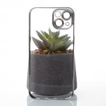 Пластиковый чехол GLITTER для iPhone 15 серебряный