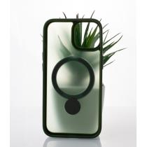 Силиконовый чехол MagSafe 360 для iPhone 15 темно-зеленый