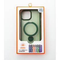Силиконовый чехол MagSafe 360 для iPhone 15 темно-зеленый