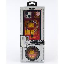 Силиконовый чехол MagSafe Boter "3D" + magsafe PopSocket для iPhone 14 Pro 05 UFO