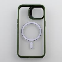 Силиконовый чехол MagSafe CAMERA GLASS PROTECTION для iPhone 11 Pro Max темно-зеленый