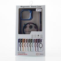 Силиконовый чехол MagSafe CAMERA GLASS PROTECTION для iPhone 13 темно-зеленый