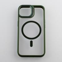 Силиконовый чехол MagSafe CAMERA GLASS PROTECTION для iPhone 13 темно-зеленый