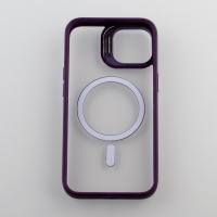Силиконовый чехол MagSafe CAMERA GLASS PROTECTION для iPhone 14 темно-фиолетовый