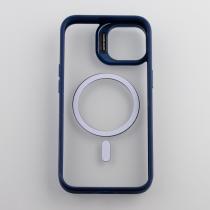 Силиконовый чехол MagSafe CAMERA GLASS PROTECTION для iPhone 14 темно-синий