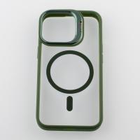 Силиконовый чехол MagSafe CAMERA GLASS PROTECTION для iPhone 13 Pro Max темно-зеленый