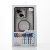 Силиконовый чехол MagSafe CAMERA GLASS PROTECTION для iPhone 16 Plus темно-фиолетовый