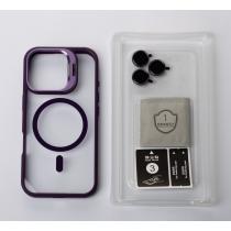 Силиконовый чехол MagSafe CAMERA GLASS PROTECTION для iPhone 16 Plus темно-фиолетовый