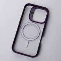 Силиконовый чехол MagSafe CAMERA GLASS PROTECTION для iPhone 16 Plus темно-фиолетовый