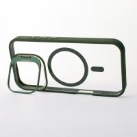 Силиконовый чехол MagSafe CAMERA GLASS PROTECTION для iPhone 16 Plus темно-зеленый