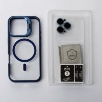Силиконовый чехол MagSafe CAMERA GLASS PROTECTION для iPhone 16 Plus темно-синий