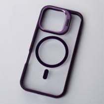 Пластиковый чехол CAMERA GLASS PROTECTION с поддержкой MagSafe для iPhone 16 Pro темно-фиолетовый
