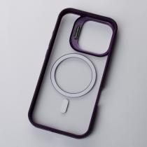 Пластиковый чехол CAMERA GLASS PROTECTION с поддержкой MagSafe для iPhone 16 Pro темно-фиолетовый