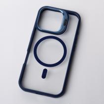 Пластиковий чохол CAMERA GLASS PROTECTION з підтримкою MagSafe для телефону iPhone 16 Pro Max темно-синій