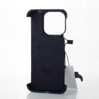 Металлический чехол LEATHER METAL FRAME с поддержкой MagSafe для iPhone 15 Pro темно-синий