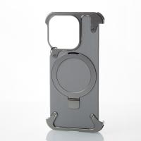 Металлический чехол LEATHER METAL FRAME с поддержкой MagSafe для iPhone 15 Pro серый