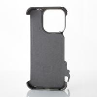 Металлический чехол LEATHER METAL FRAME с поддержкой MagSafe для iPhone 15 Pro Max серый