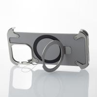 Металлический чехол LEATHER METAL FRAME с поддержкой MagSafe для iPhone 15 Pro Max серый