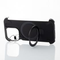 Металлический чехол LEATHER METAL FRAME с поддержкой MagSafe для iPhone 15 Pro Max черный