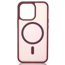 Силиконовый чехол MATTE с поддержкой MagSafe для iPhone 13 Pro Max burgundy
