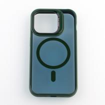 Силиконовый чехол SHADOW с поддержкой MagSafe для iPhone 14 Pro Max зеленый