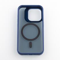 Силиконовый чехол SHADOW с поддержкой MagSafe для iPhone 15 Pro Max синий