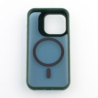 Силиконовый чехол SHADOW с поддержкой MagSafe для iPhone 15 Pro Max зеленый