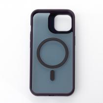 Силиконовый чехол SHADOW с поддержкой MagSafe для iPhone 15 темно-фиолетовый