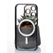 Силиконовый чехол MagSafe SHINING MATTE для iPhone 15 Pro blue titanium