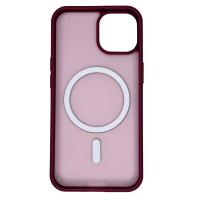 Силиконовый чехол MATTE с поддержкой MagSafe для iPhone 14 burgundy
