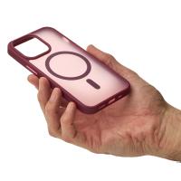 Силиконовый чехол MATTE с поддержкой MagSafe для iPhone 15 Pro Max burgundy