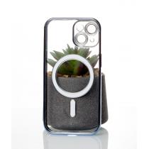 Силиконовый чехол SHINING с поддержкой MagSafe для iPhone 15 синий