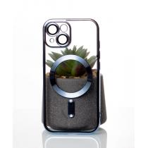 Силиконовый чехол SHINING с поддержкой MagSafe для iPhone 15 Plus синий