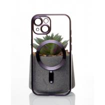 Силиконовый чехол SHINING с поддержкой MagSafe для iPhone 15 Plus темно-фиолетовый