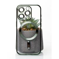 Силиконовый чехол SHINING с поддержкой MagSafe для iPhone 14 Pro зеленый