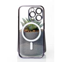 Силиконовый чехол SHINING с поддержкой MagSafe для iPhone 15 Pro темно-фиолетовый