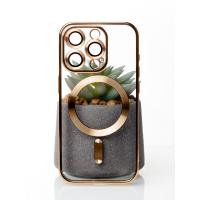 Силиконовый чехол SHINING с поддержкой MagSafe для iPhone 15 Pro золотой