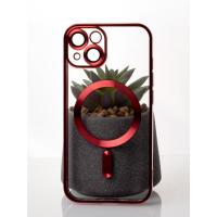 Силиконовый чехол SHINING с поддержкой MagSafe для iPhone 14 красный