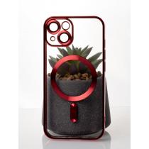 Силиконовый чехол SHINING с поддержкой MagSafe для iPhone 14 красный